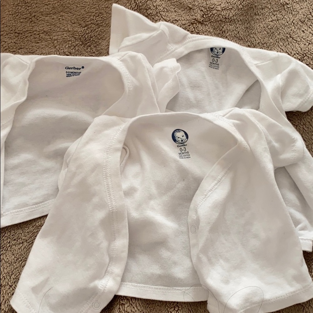 Three o-3 month white button shirts